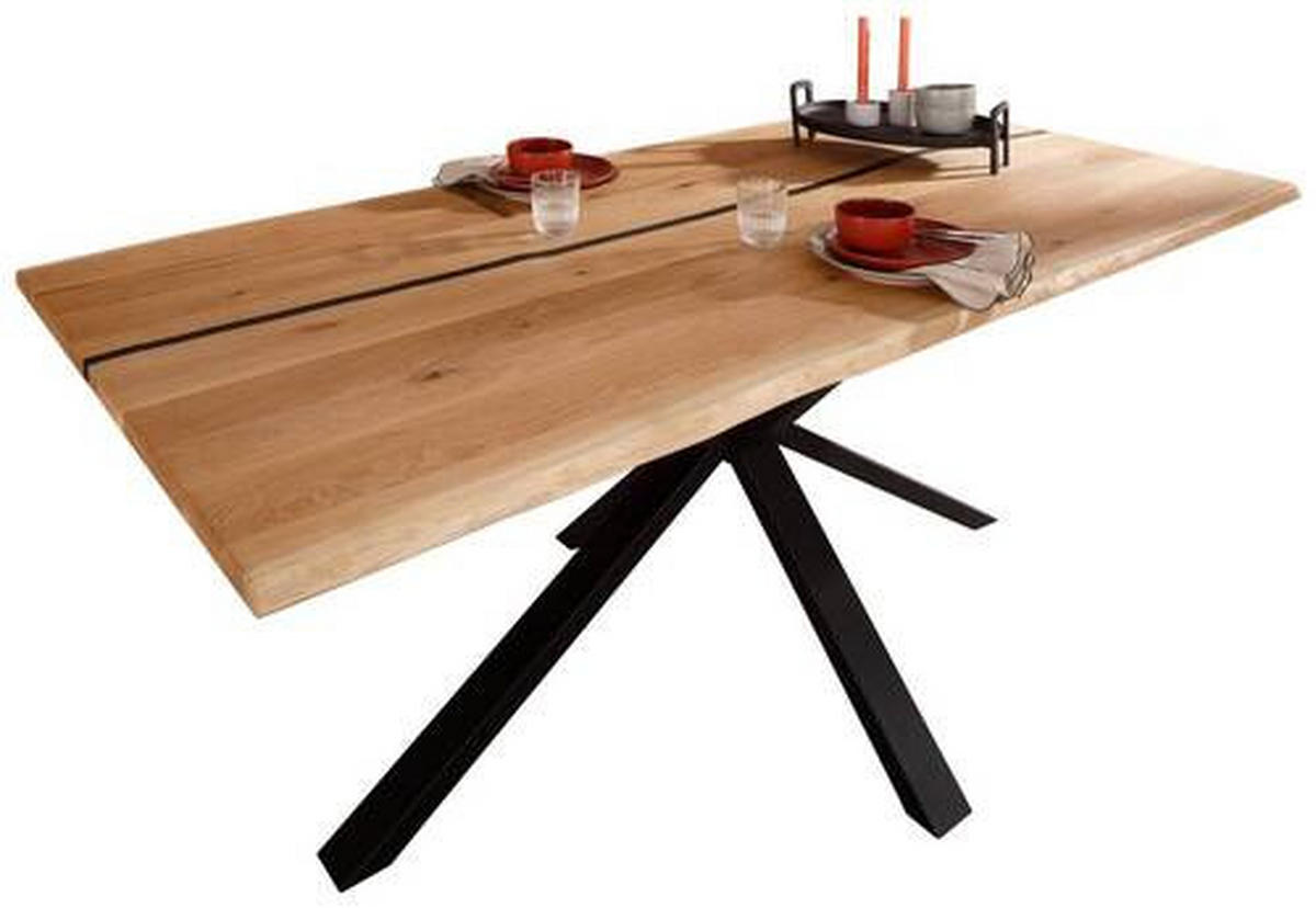 JÍDELNÍ STŮL, divoký dub, hnědá, 160/90/75 cm - černá/hnědá, Natur, kov/dřevo (160/90/75cm) - Livetastic