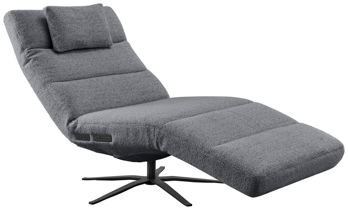 RELAXLIEGE inkl. Akku Flachgewebe Anthrazit  - Anthrazit/Schwarz, MODERN, Textil/Metall (82/53-115/156-206cm) - Pure Home Comfort