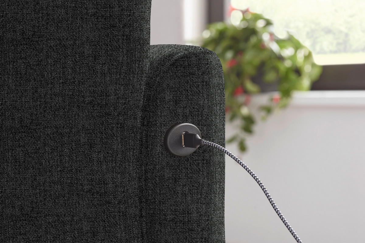 ECKSOFA in Flachgewebe Dunkelgrau  - Dunkelgrau/Schwarz, Design, Textil/Metall (191/252cm) - Dieter Knoll
