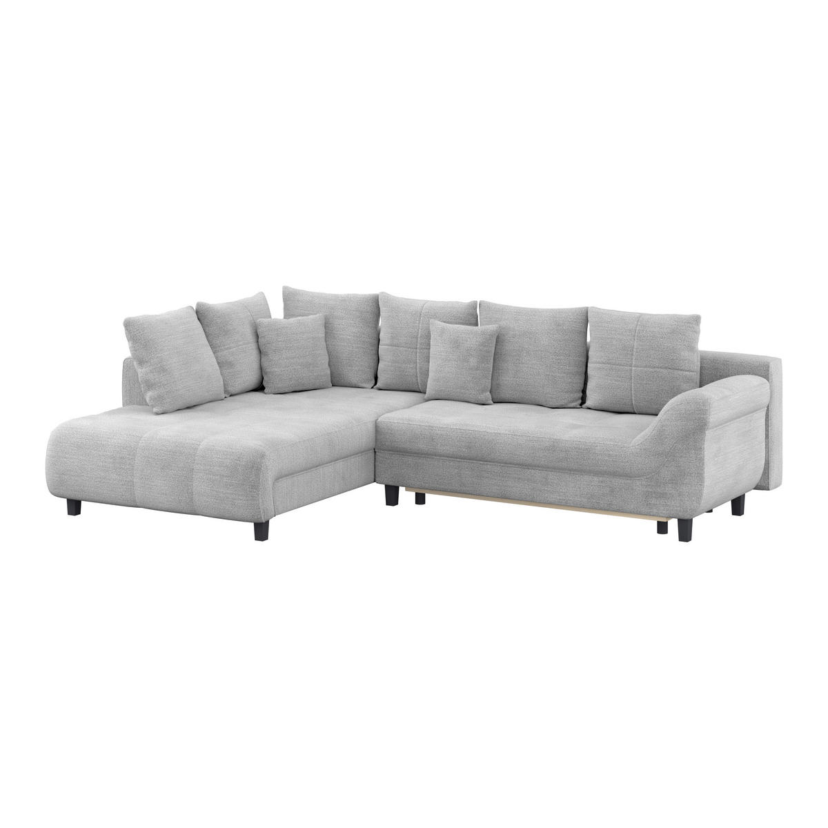 HÖRNSOFFA i chenille, struktur greige  - greige/svart, Klassisk, textil (197/309cm) - MID.YOU