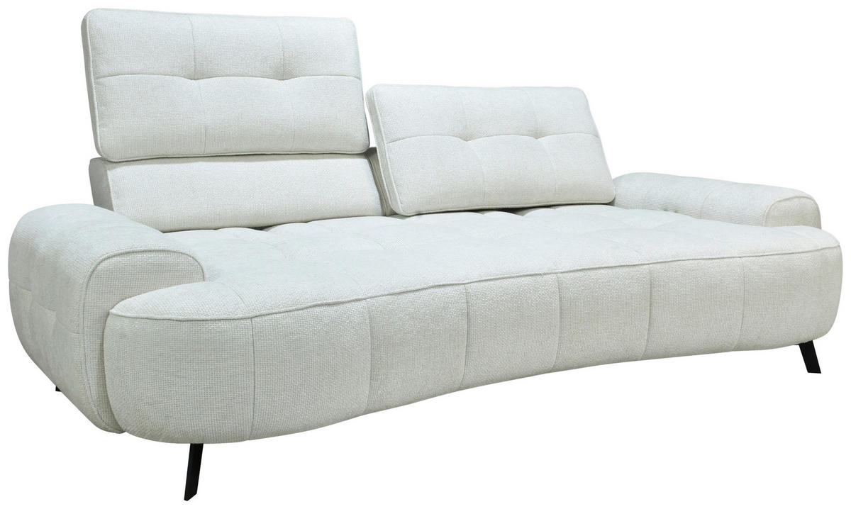 2-SITZER-SOFA Chenille Creme  - Creme/Schwarz, Design, Kunststoff/Textil (230/84/104/111/122cm) - Livetastic