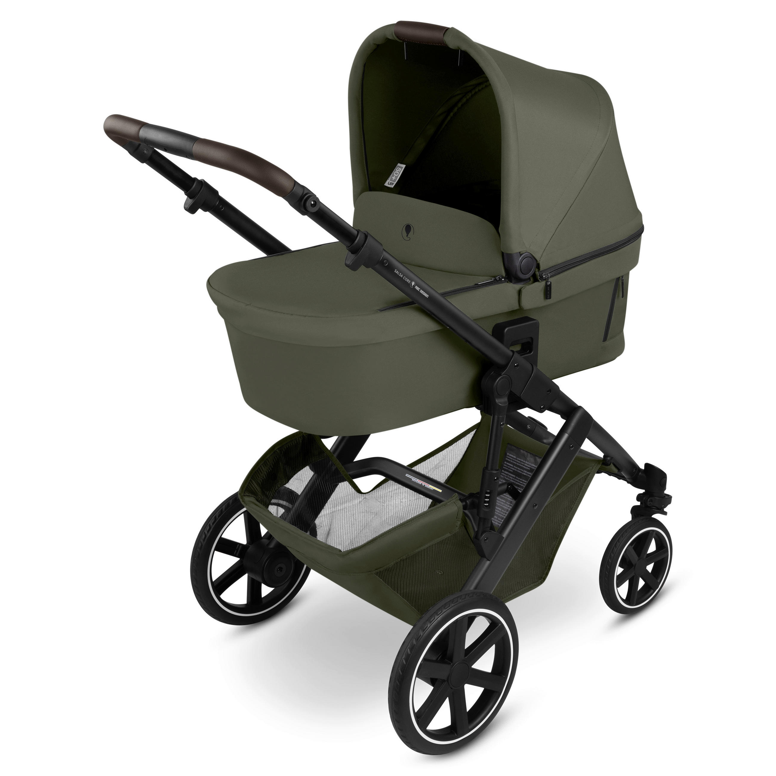 KINDERWAGENSET  Salsa Core All in One  Olive  - Dunkelgrün/Schwarz, Basics, Textil/Metall (63/123/97cm) - ABC Design