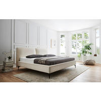 POLSTERBETT 180/200 cm,  in Creme,  - Creme/Schwarz, MODERN, Textil/Metall (180/200cm) - Livetastic