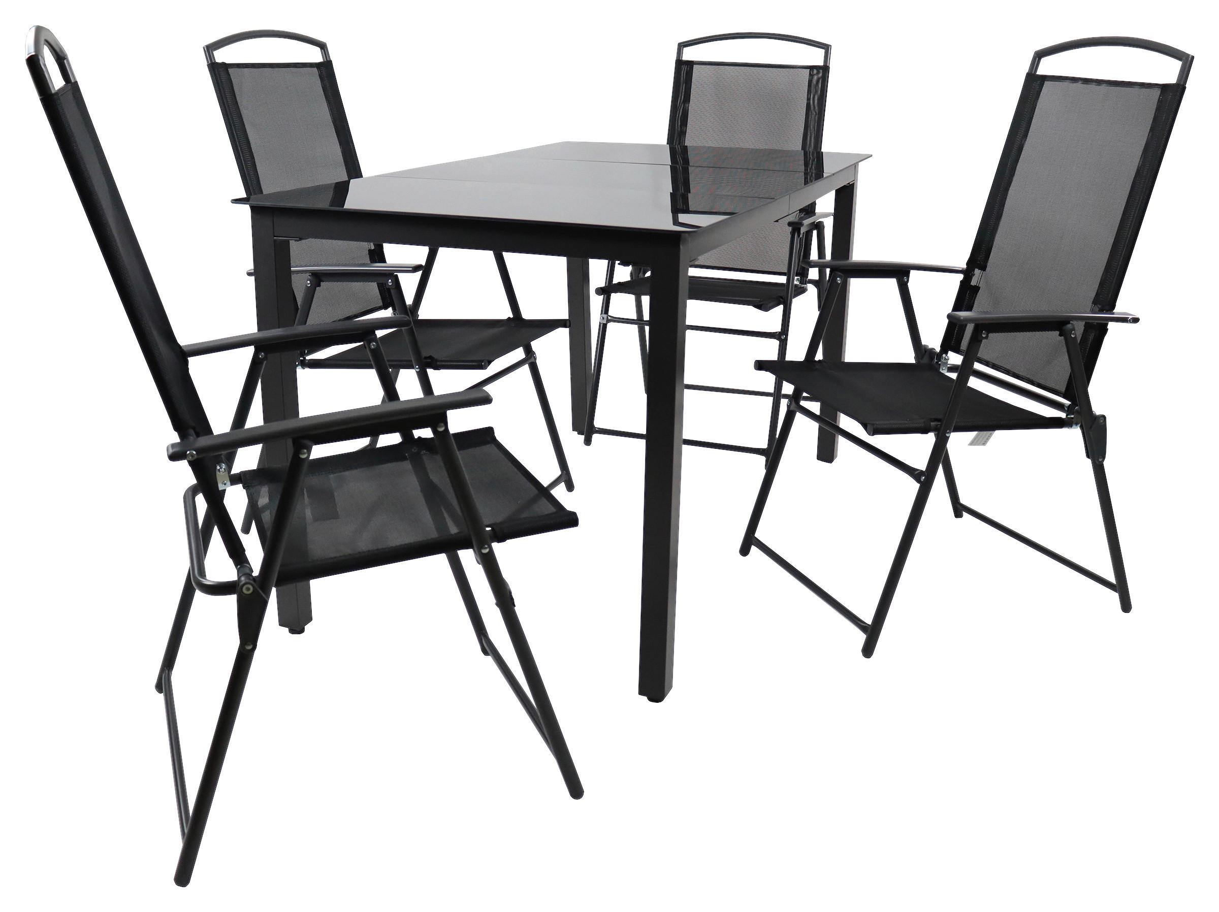 GARTENTISCHGRUPPE  - Anthrazit/Schwarz, Basics, Glas/Textil - Gardenson