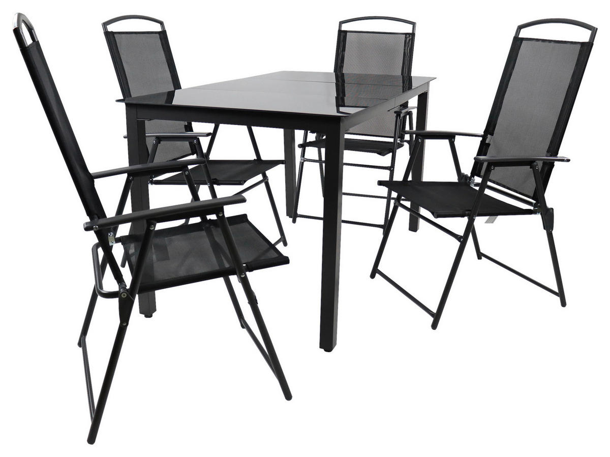 GARTENTISCHGRUPPE   - Anthrazit/Schwarz, Basics, Glas/Textil - Gardenson
