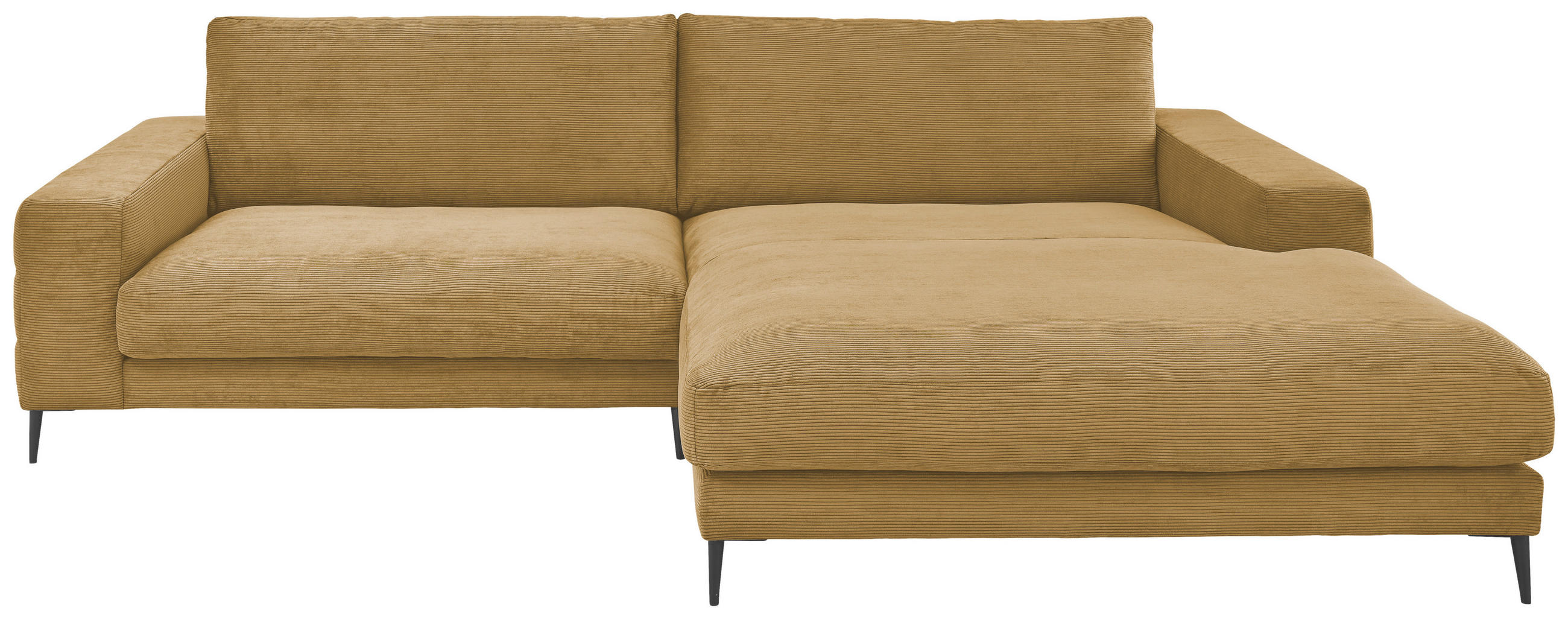 ECKSOFA Badia Base in Feincord Gelb, Grün  293/207 cm  - Gelb/Schwarz, Design, Textil/Metall (293/207cm) - Dieter Knoll