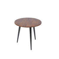 BEISTELLTISCH 50/50/50 cm Mangoholz massiv Braun, Schwarz rund  - Schwarz/Braun, Design, Holz (50/50/50cm) - MID.YOU