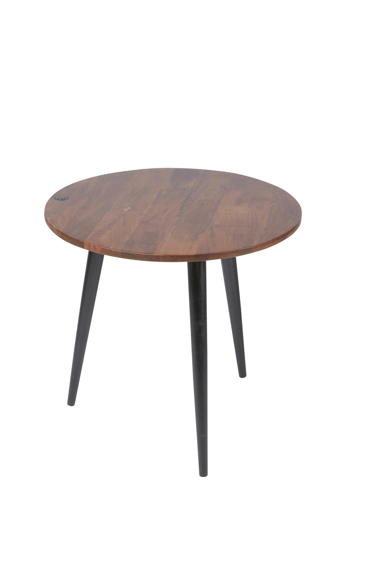 BEISTELLTISCH 50/50/50 cm Mangoholz massiv Braun, Schwarz rund  - Schwarz/Braun, Design, Holz (50/50/50cm) - MID.YOU