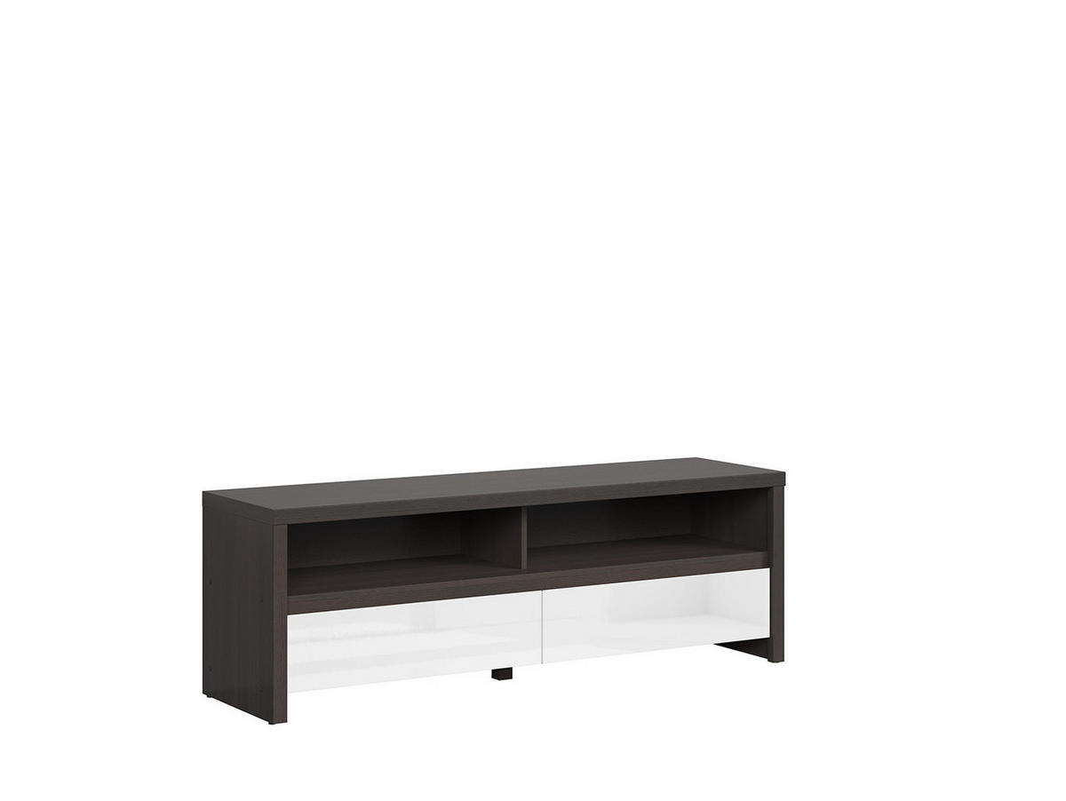 KOMODA POD TELEVIZI, barvy wenge, vysoce lesklá bílá, 143,5/48,5/40,5 cm - bílá/černá, Basics, kompozitní dřevo/plast (143,5/48,5/40,5cm) - Hom`in