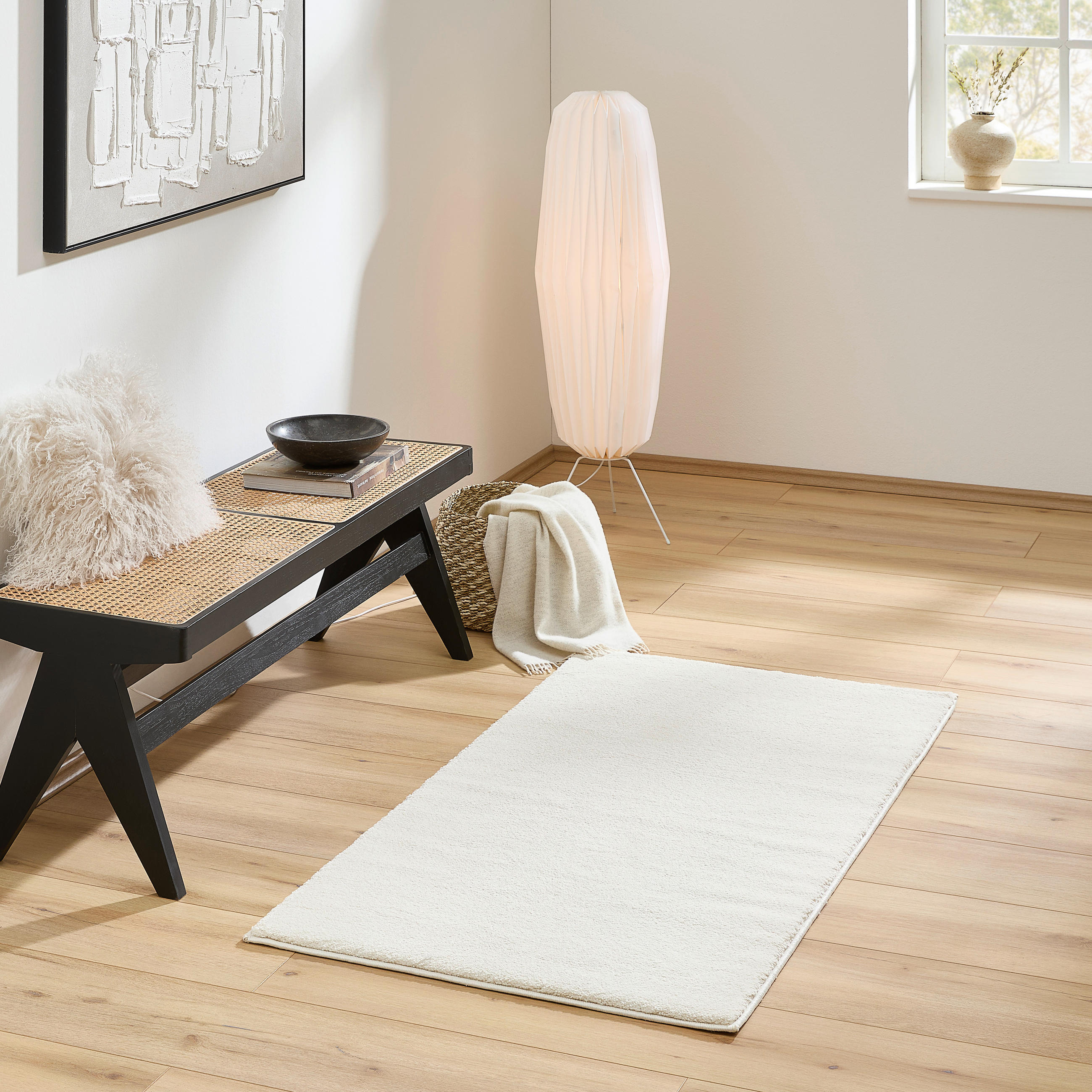 Thumbnail - Novel Webteppich, Creme, Textil, Uni, rechteckig, 80x150 cm, Textiles Vertrauen - Oeko-Tex®, Bsci, rutschfest, in versch...