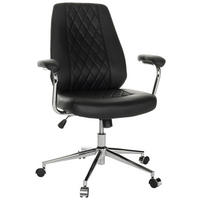 VRTLJIVI STOL usnje črna  - srebrne barve/siva, Basics, kovina/umetna masa (68/96-103/68cm) - MID.YOU