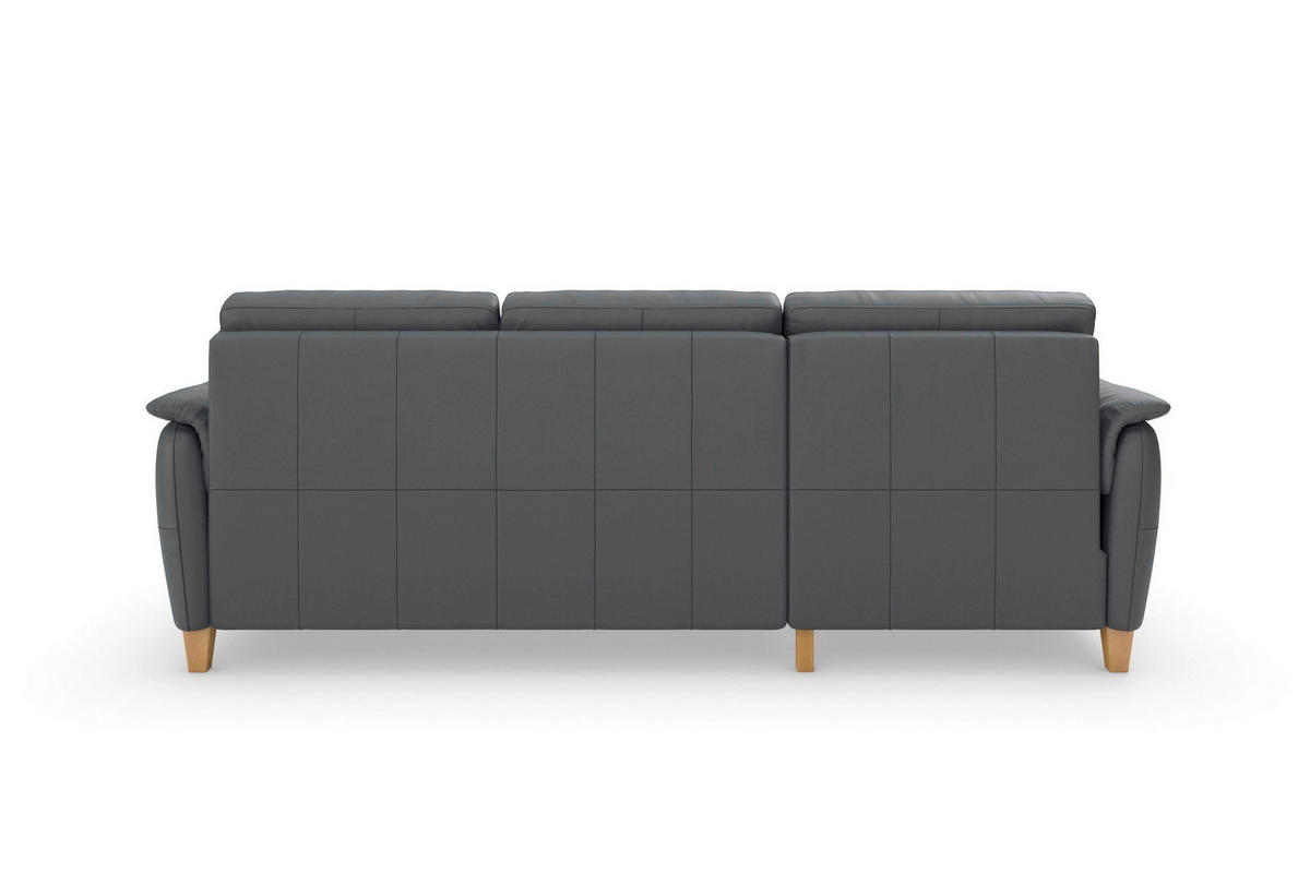ECKSOFA PALMERA E Schwarz Echtleder  - Eichefarben/Schwarz, Basics, Leder/Holz (163/244cm) - Sit & More