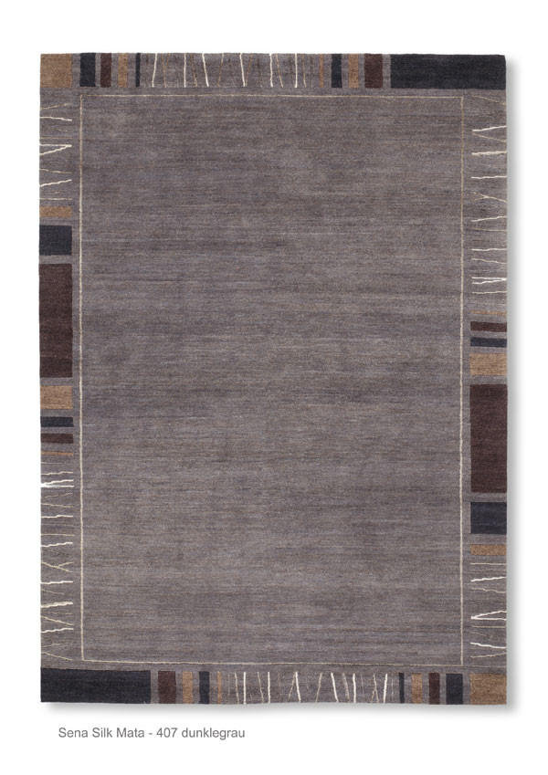 Cazaris Wollteppich Sena Silk Mata Dunkelgrau 90x160 cm