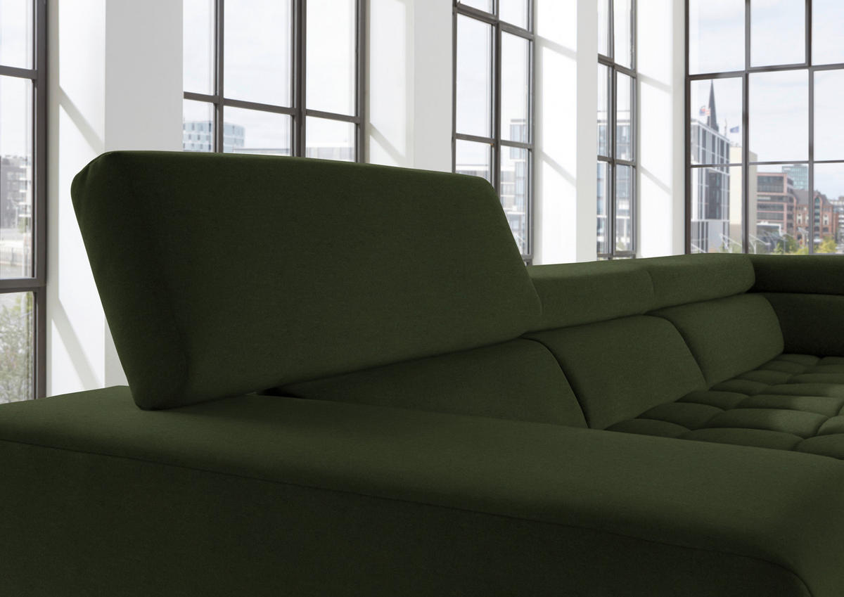 ECKSOFA in Mikrofaser Waldgrün  222/326 cm  - Waldgrün/Chromfarben, Design, Textil/Metall (222/326cm) - Beldomo Speed