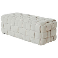 SITZBANK 118/43/50 cm Samt Creme Eukalyptusholz  - Creme, MODERN, Holz/Textil (118/43/50cm)