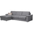 ECKSOFA in Flachgewebe Grau  - Chromfarben/Grau, KONVENTIONELL, Textil/Metall (176/285cm) - Novel