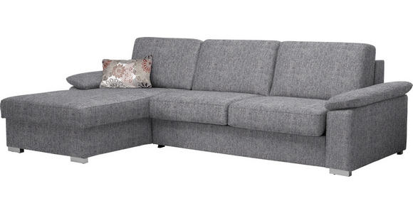 ECKSOFA in Flachgewebe Grau - Chromfarben/Grau, KONVENTIONELL, Textil/Metall (176/285cm) - Novel