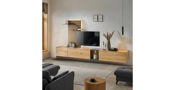 WOHNWAND  in Anthrazit, Eichefarben  342/160/50 cm  - Eichefarben/Anthrazit, Design, Glas/Holz (342/160/50cm) - Dieter Knoll