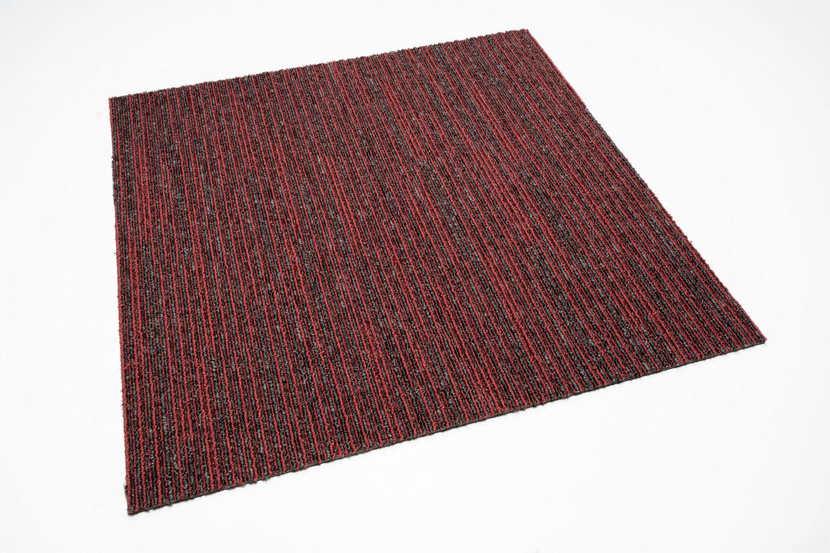 TEPPICHFLIESE 50/50 cm  in Grau, Rot  - Rot/Grau, Basics, Textil (50/50cm)