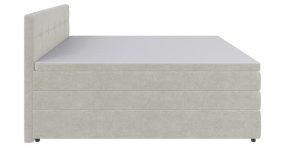 BOXSPRINGBETT 200/200 cm,  in Creme, Bettkasten, Topper, Matratzen, H3 = fest  - Creme/Schwarz, KONVENTIONELL, Kunststoff/Textil (200/200cm) - Carryhome