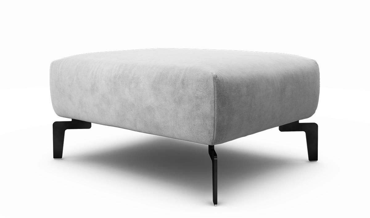 HOCKER Samt Hellgrau  - Hellgrau/Schwarz, Design, Textil/Metall (90/70/46cm) - SENSOO