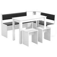 SITTGRUPP MED HÖRNBÄNK i trämaterial vit  - vit, Modern, trämaterial (153/115cm) - MID.YOU