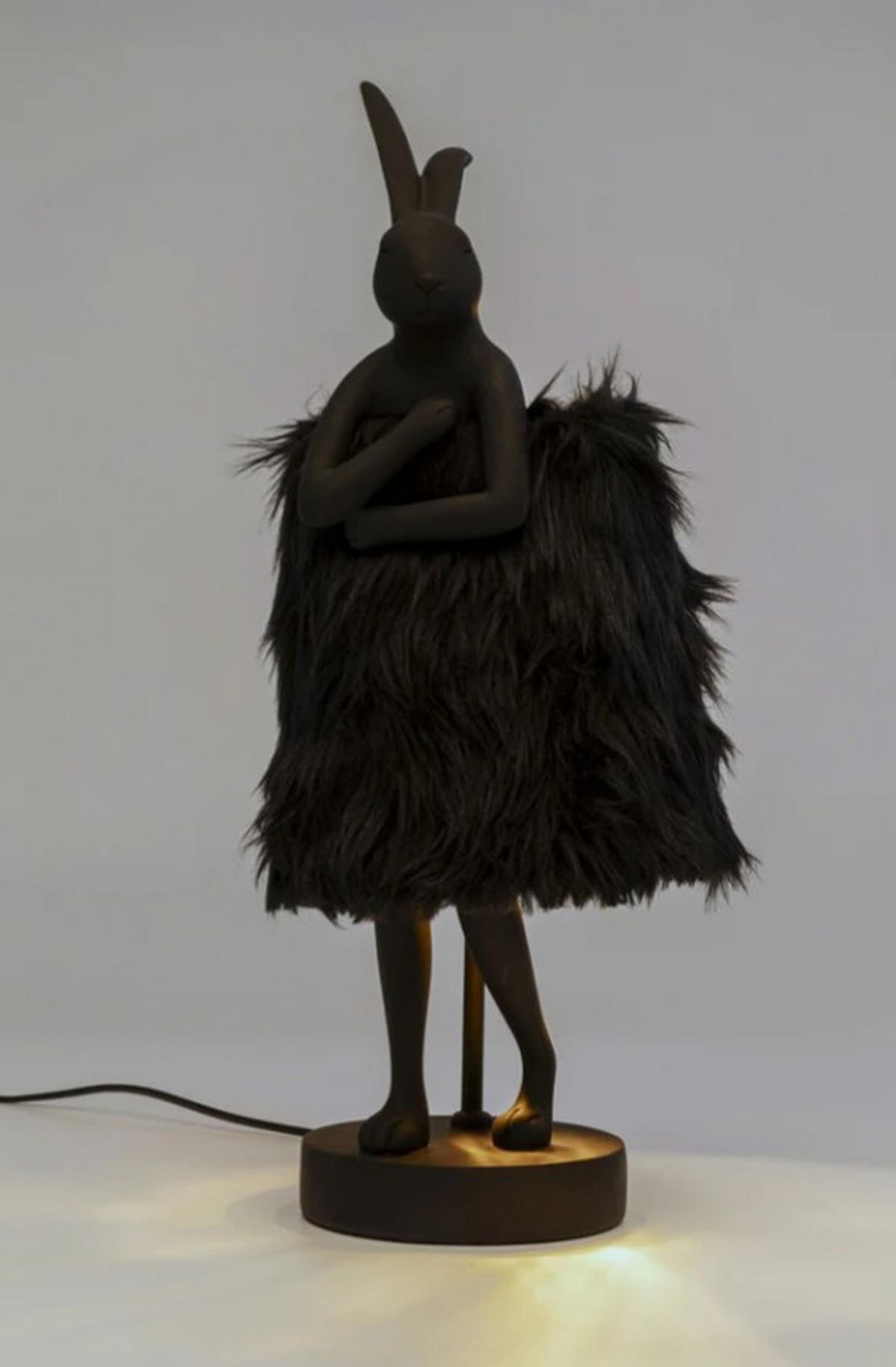 TISCHLEUCHTE 18/50/20 cm   - Schwarz, LIFESTYLE, Kunststoff/Fell (18/50/20cm) - Kare-Design