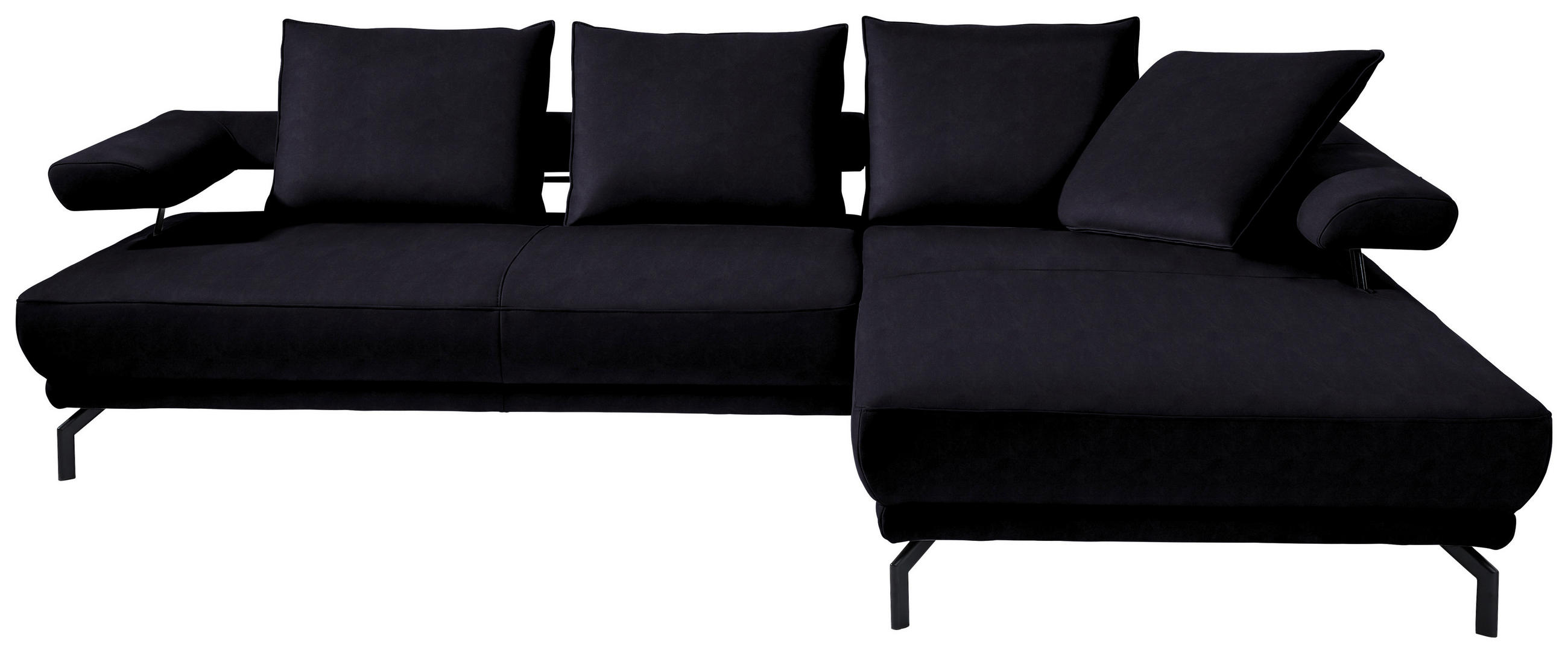 ECKSOFA in Mikrofaser Schwarz  305/224 cm  - Schwarz, Design, Textil/Metall (305/224cm) - Dieter Knoll