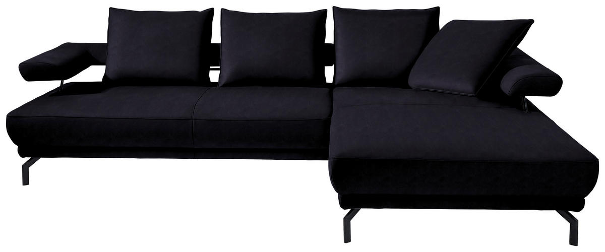 ECKSOFA in Mikrofaser Schwarz  305/224 cm  - Schwarz, Design, Textil/Metall (305/224cm) - Dieter Knoll