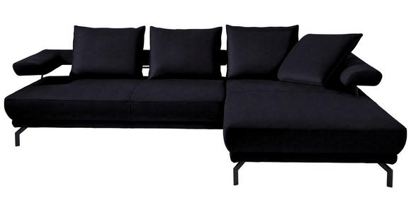 ECKSOFA in Mikrofaser Schwarz  - Schwarz, Design, Textil/Metall (305/224cm) - Dieter Knoll