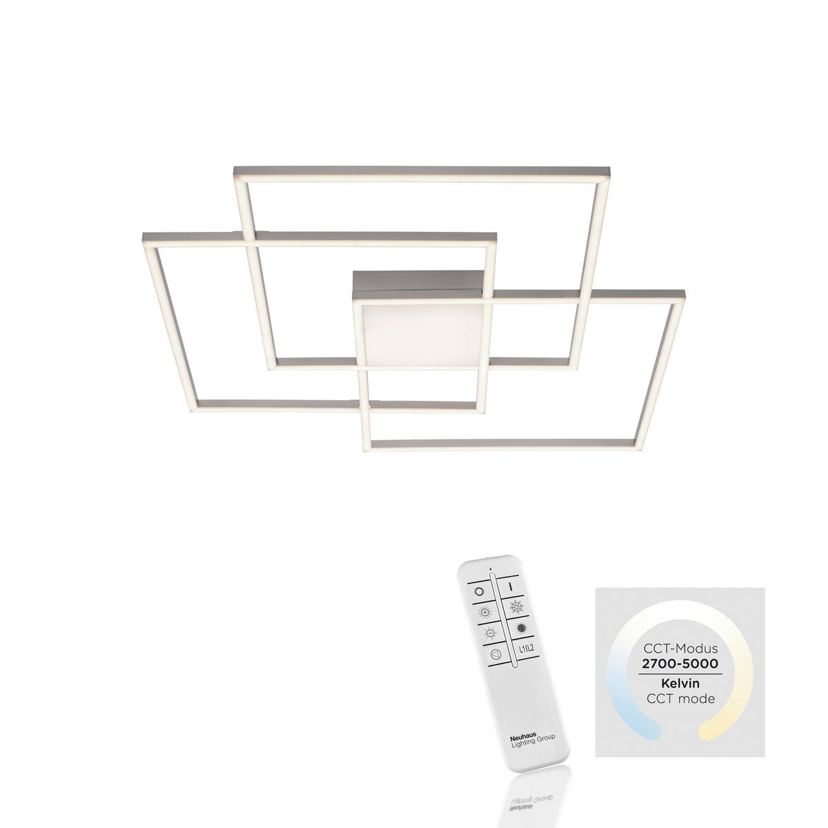 LED-DECKENLEUCHTE Asmin 75/75/6 cm   - Silberfarben, Design, Kunststoff/Metall (75/75/6cm)