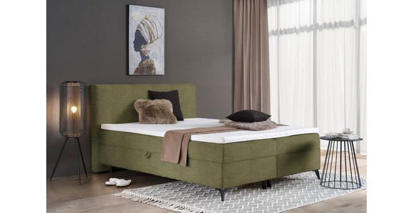 BOXBETT 140/200 cm in Olivgrün - Schwarz/Olivgrün, Design, Holz/Holzwerkstoff (140/200cm) - Xora