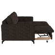 ECKSOFA in Flachgewebe, Leinenoptik Dunkelbraun  - Dunkelbraun/Schwarz, Design, Textil/Metall (242/170cm) - Xora