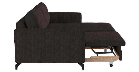 ECKSOFA in Flachgewebe, Leinenoptik Dunkelbraun  - Dunkelbraun/Schwarz, Design, Textil/Metall (242/170cm) - Xora