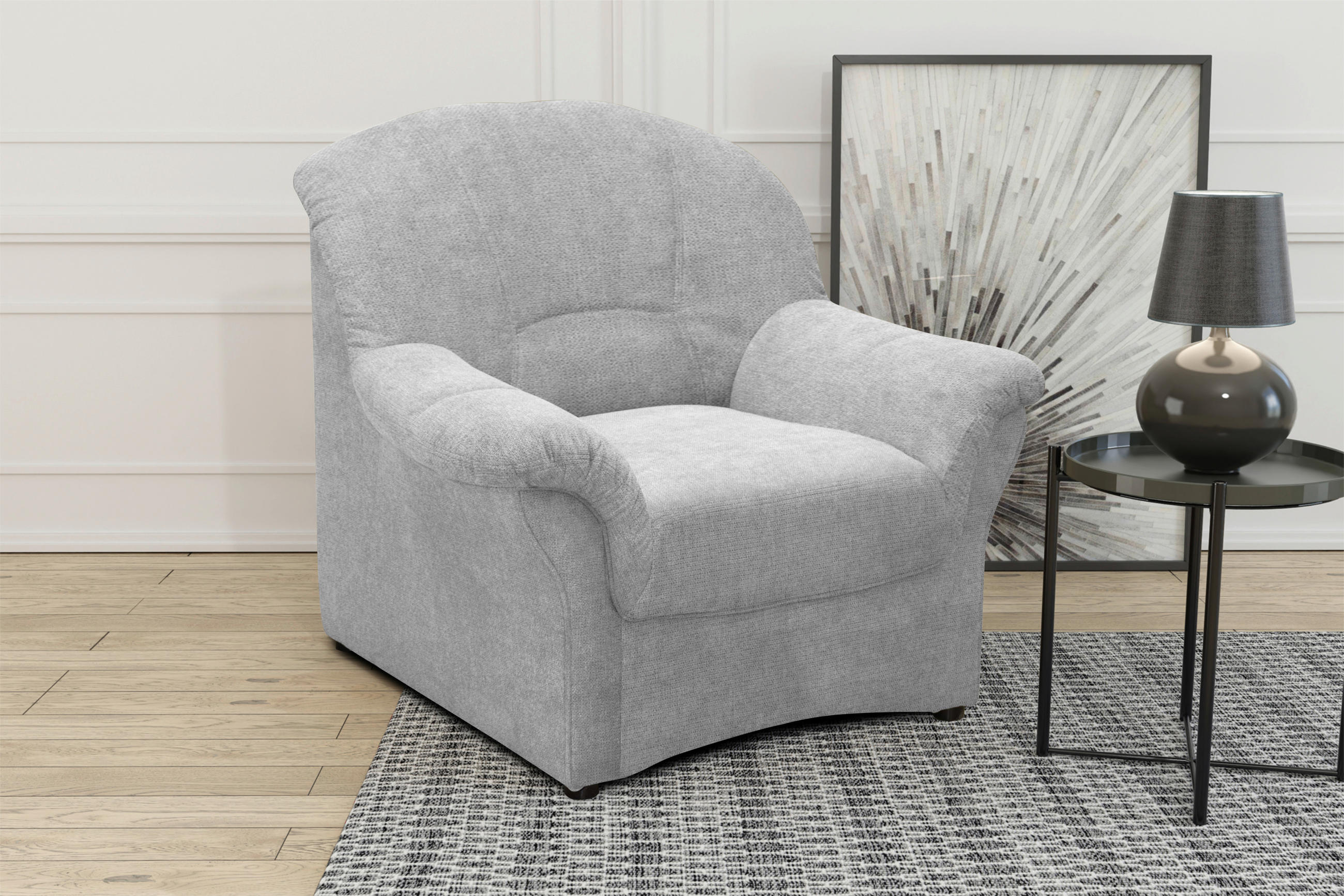 SESSEL Mikrofaser Hellgrau - Hellgrau/Schwarz, KONVENTIONELL, Kunststoff/Textil (99/84/82cm) - MID.YOU