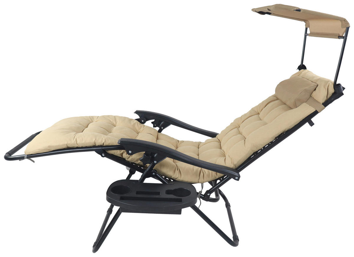 GARTENLIEGE 64/133/91 cm  - Beige, MODERN, Textil/Metall (64/133/91cm) - Gardenson