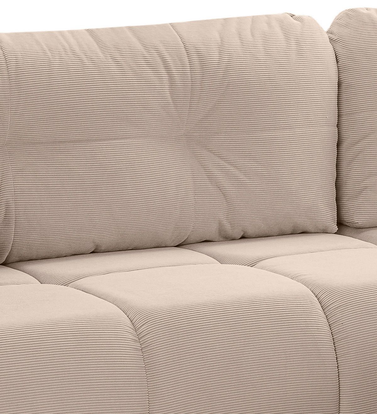 ECKSOFA Beige Cord  - Beige/Schwarz, Basics, Kunststoff/Textil (255/155cm) - MID.YOU