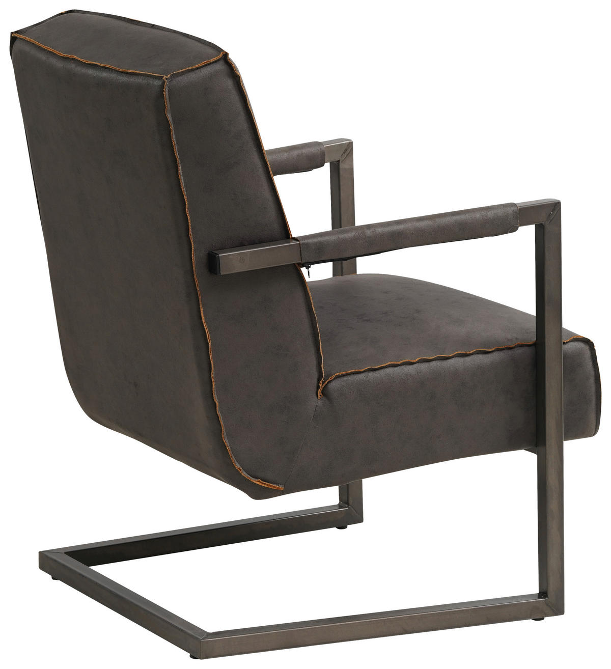 SESSEL in Lederlook, Mikrofaser Anthrazit  - Dunkelgrau/Anthrazit, KONVENTIONELL, Textil/Metall (62/84/70cm) - MID.YOU