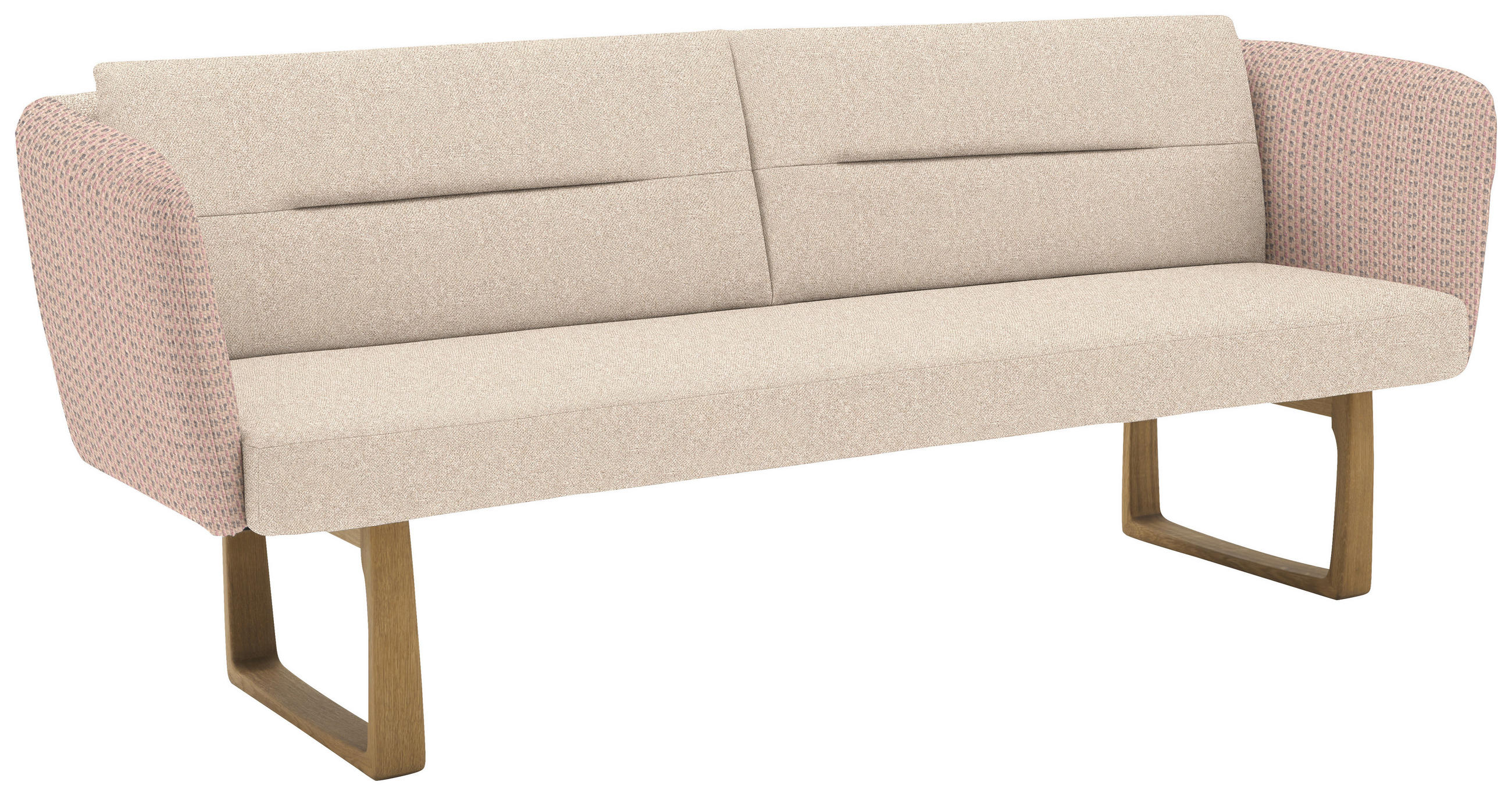 SITZBANK 224/91/69 cm Flachgewebe Naturfarben, Rosa massiv Holz  - Eichefarben/Naturfarben, Design, Holz/Textil (224/91/69cm) - Valnatura