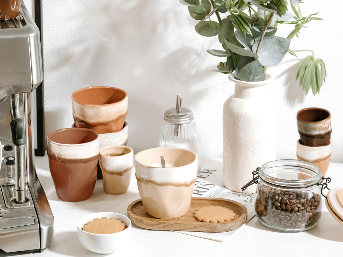 SET MED KOPPAR Squeezy Mocha Mousse 4 delar  - lerfärgad/mocca, Basics, keramik (6/7cm) - Creatable