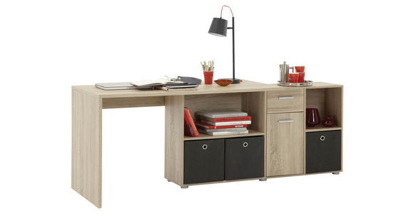 ECKSCHREIBTISCH Eichefarben - Chromfarben/Eichefarben, Design, Holz/Kunststoff (137/75/68cm) - Cantus