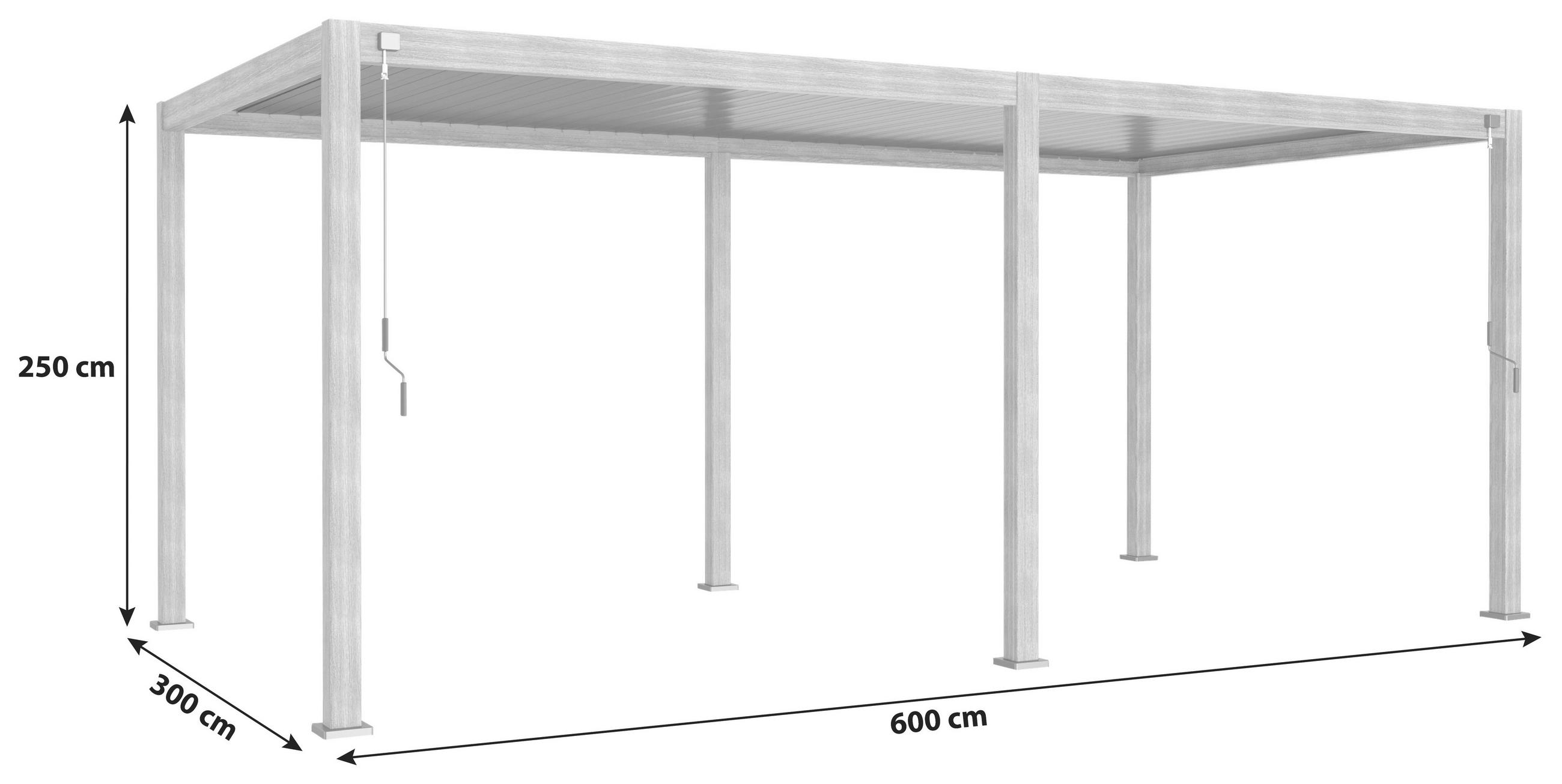 PERGOLA 600/250/300 cm Aluminium  - Anthrazit/Braun, MODERN, Metall (600/250/300cm) - Gardenson