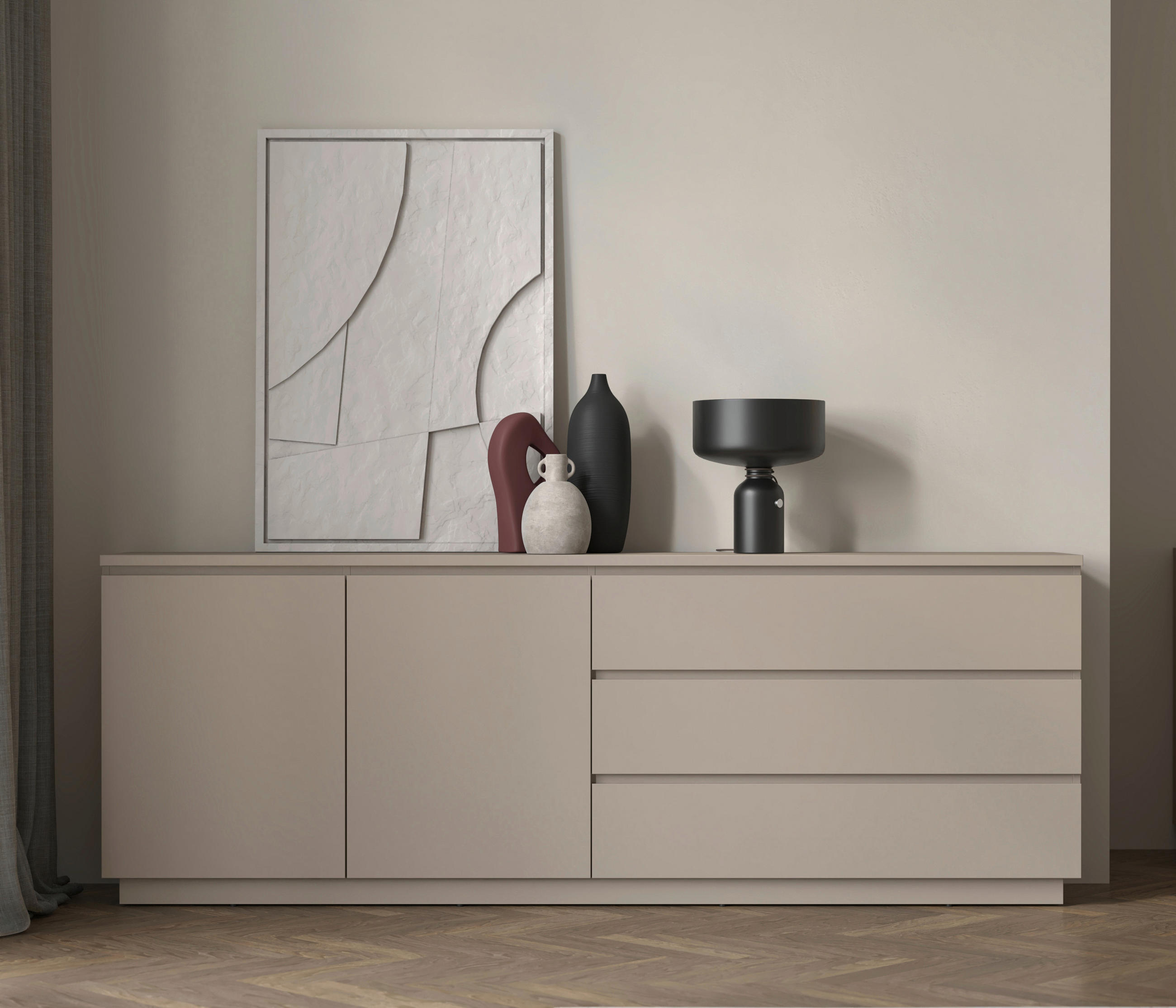 SIDEBOARD Bilbao  in 200/72/34,5 cm  - Taupe, Design, Holzwerkstoff (200/72/34,5cm) - MID.YOU
