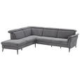 ECKSOFA in Struktur Grau 235/275 cm - Schwarz/Grau, MODERN, Textil/Metall (235/275cm) - Cantus