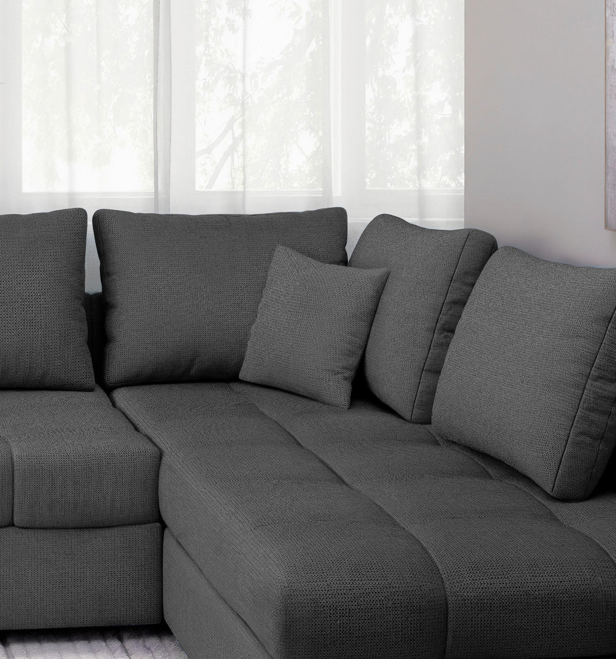 ECKSCHLAFSOFA in Anthrazit Textil   - Anthrazit/Schwarz, Modern, Holz/Textil (298/202cm) - MID.YOU