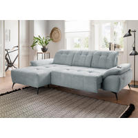 ECKSOFA FIORE in Cord Hellblau Kopfteilverstellung, Sitzvorzug  180/280 cm  - Schwarz/Hellblau, MODERN, Textil/Metall (180/280cm) - Livetastic