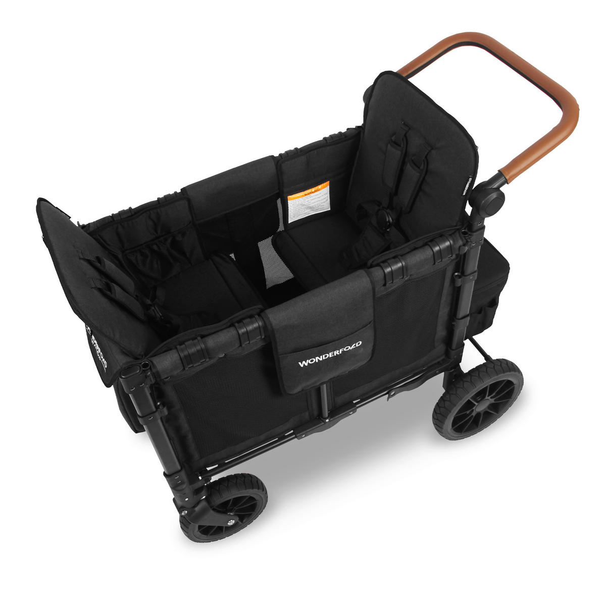 BOLLERWAGEN Luxe Double Stroller Wagon Schwarz 63.5/113.03/137.16 cm  - Schwarz, Basics (63.5/113.03/137.16cm) - WONDERFOLD
