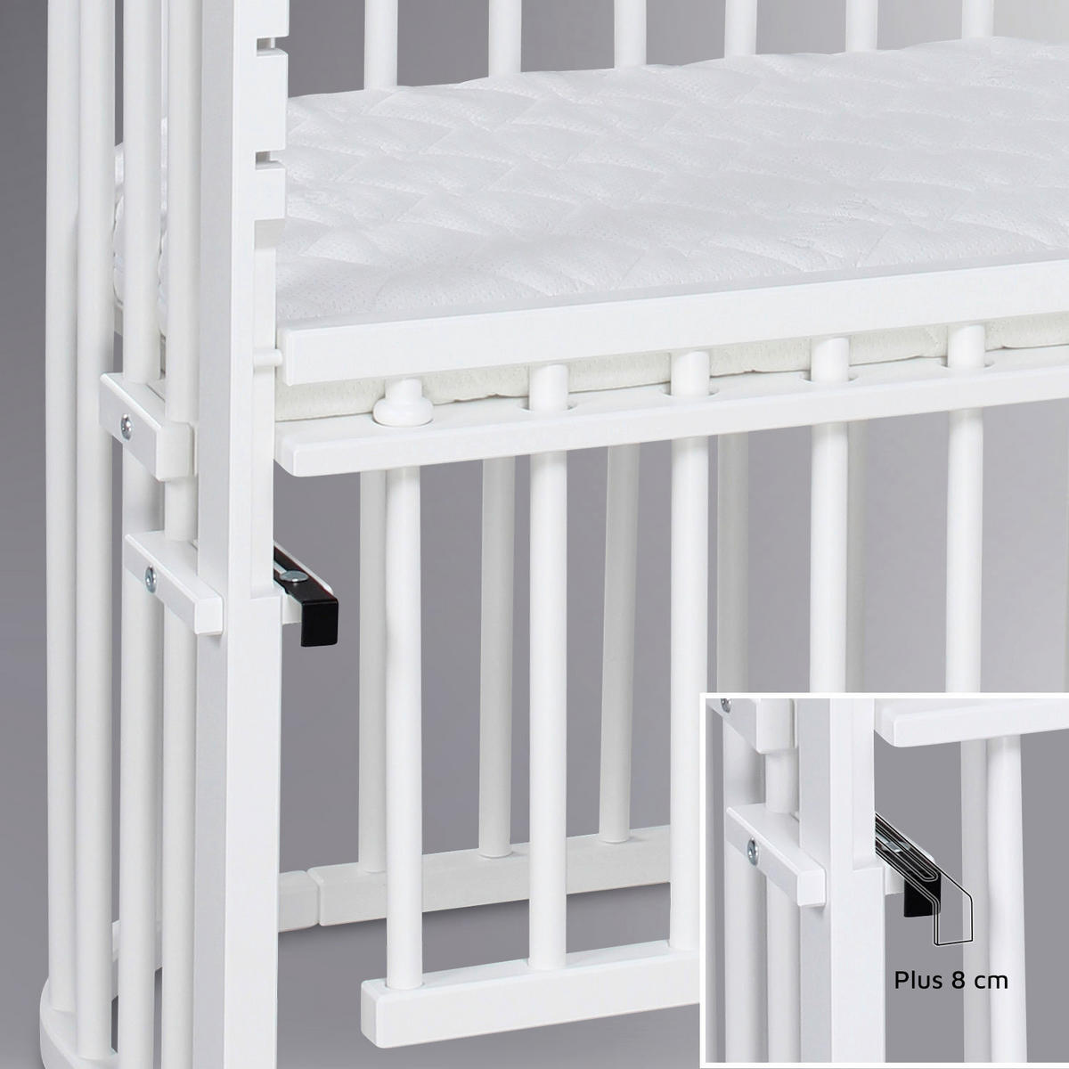 BEISTELLBETT MAXI COMFORT PLUS 96/56,5/79 cm  - Weiß, Basics, Holz (96/56,5/79cm) - Babybay