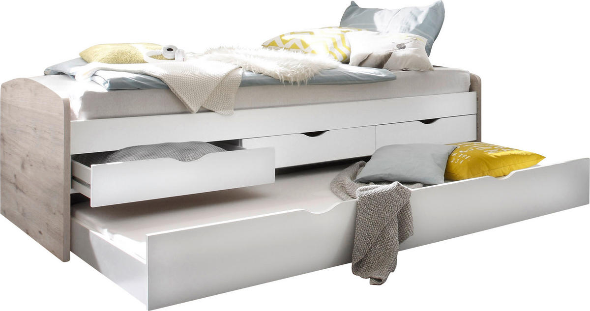 PAT EXTENSIBIL 90-180/200 cm  in culoare natur, alb  - alb/culoare natur, Design, material pe bază de lemn (90-180/200cm) - Carryhome