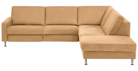 ECKSOFA in Mikrofaser Honig  - Alufarben/Honig, Design, Textil/Metall (275/242cm) - Dieter Knoll